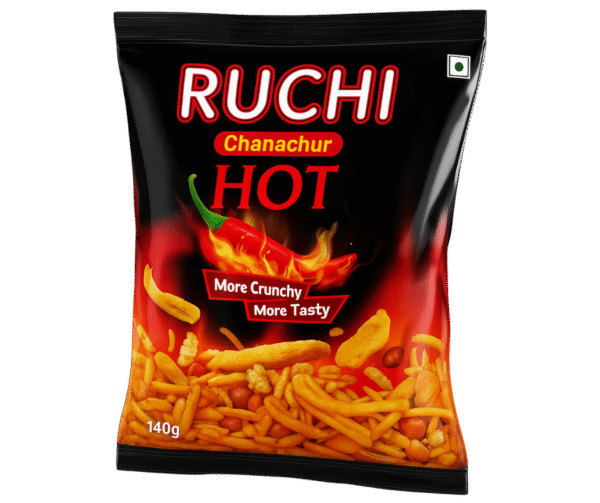 Ruchi Hot Chanachur / ホット チャナチュル – 140g - Image 1