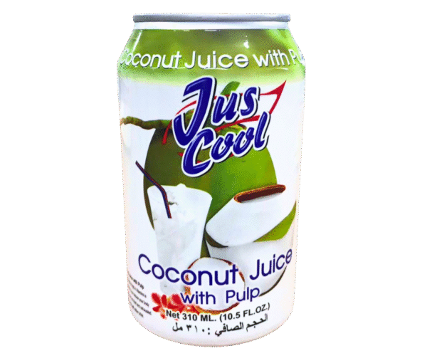 Jus Cool Coconut Juice with Pulp / ジャスクール ココナッツジュース（果肉入り）– 310ml - Image 1