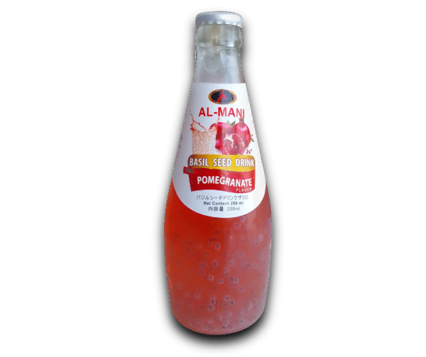 Al-Mani Basil Seed Drink With Pomegranate Flavor / バジルシードドリンク（ザクロフレーバー）– 290ml - Image 1